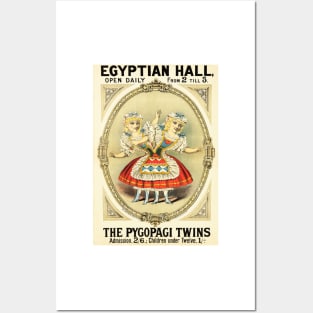 EGYPTIAN HALL The Pygopagi Twins 1880 Freak Show Circus Poster Posters and Art